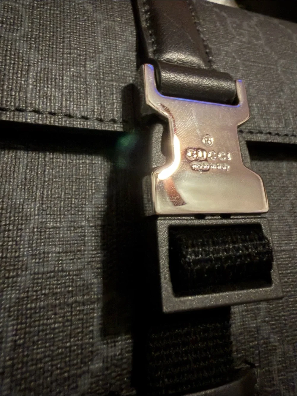 GUCCI Black GG Canvas Mini Messenger Bag